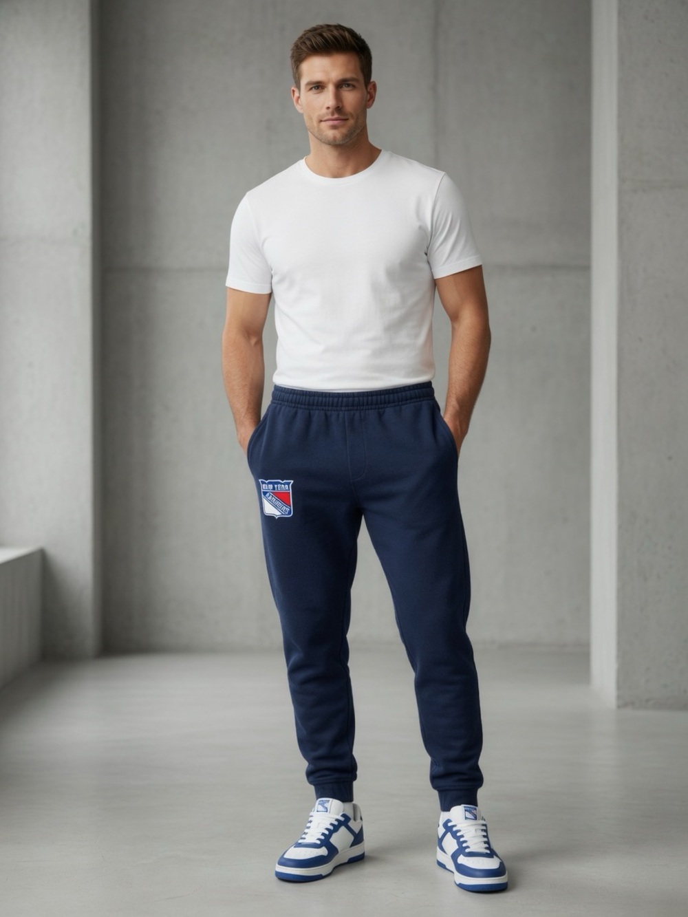 NHL New York Rangers Navy Sweatpants with Team Patch